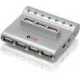 Equip USB2.0 HUB 7-Portu kopā ar barošanas adapteri dc 5V/4A